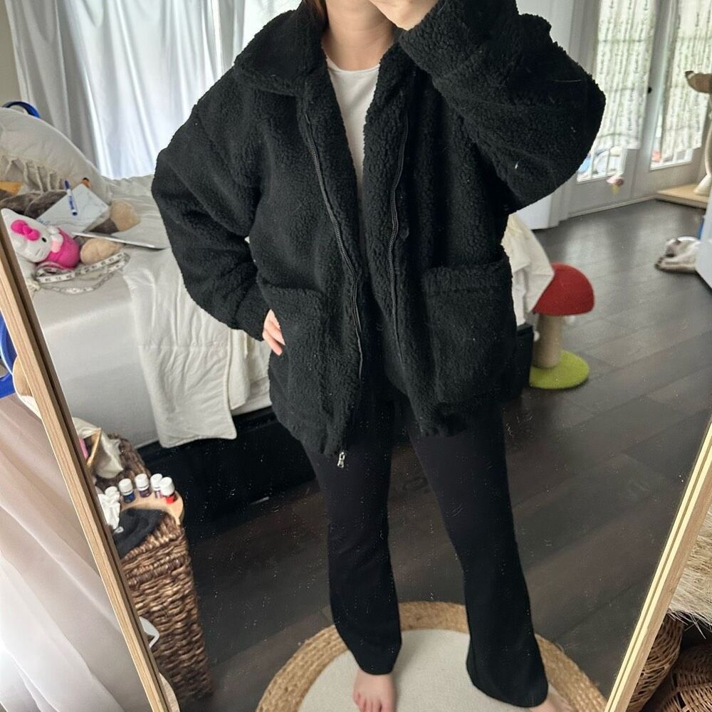 I Am Gia Women’s Black Extra Small Teddy Pixie Sherpa Zip Up Jacket